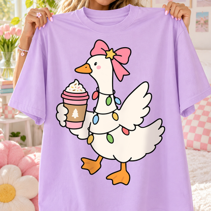 Christmas Goose with Coffee SVG PNG