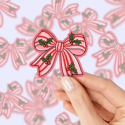 Pink Peppermint Christmas Bow SVG PNG