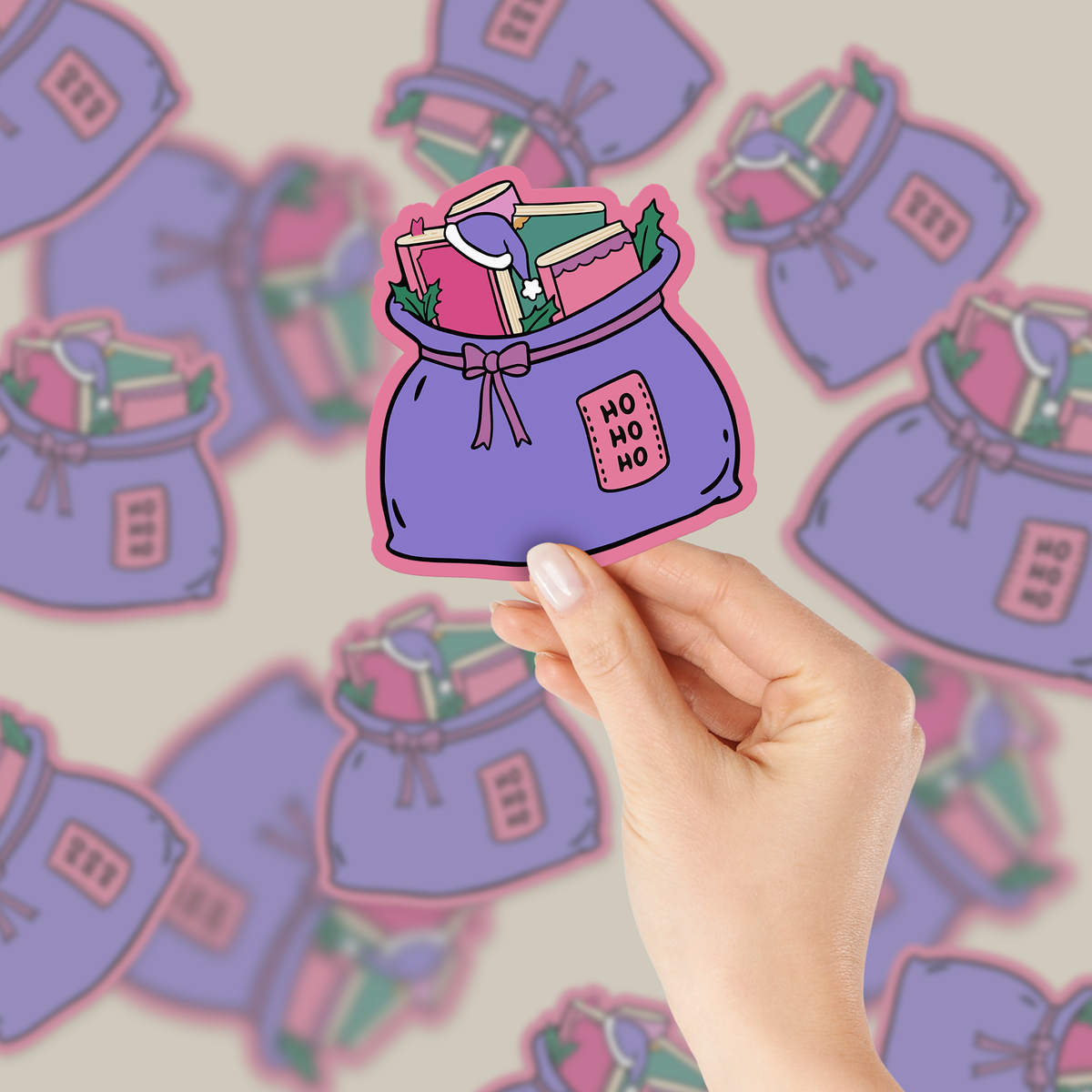 Bookish Christmas Book Sack SVG PNG