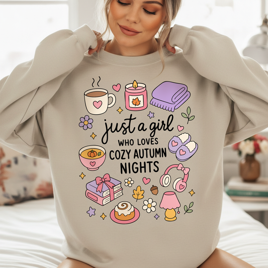 Just a Girl Who Loves Cozy Autumn Nights PNG SVG