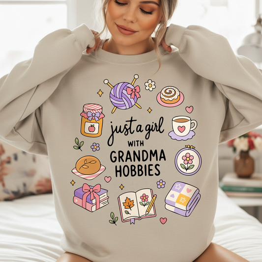 Just a Girl With Grandma Hobbies PNG SVG